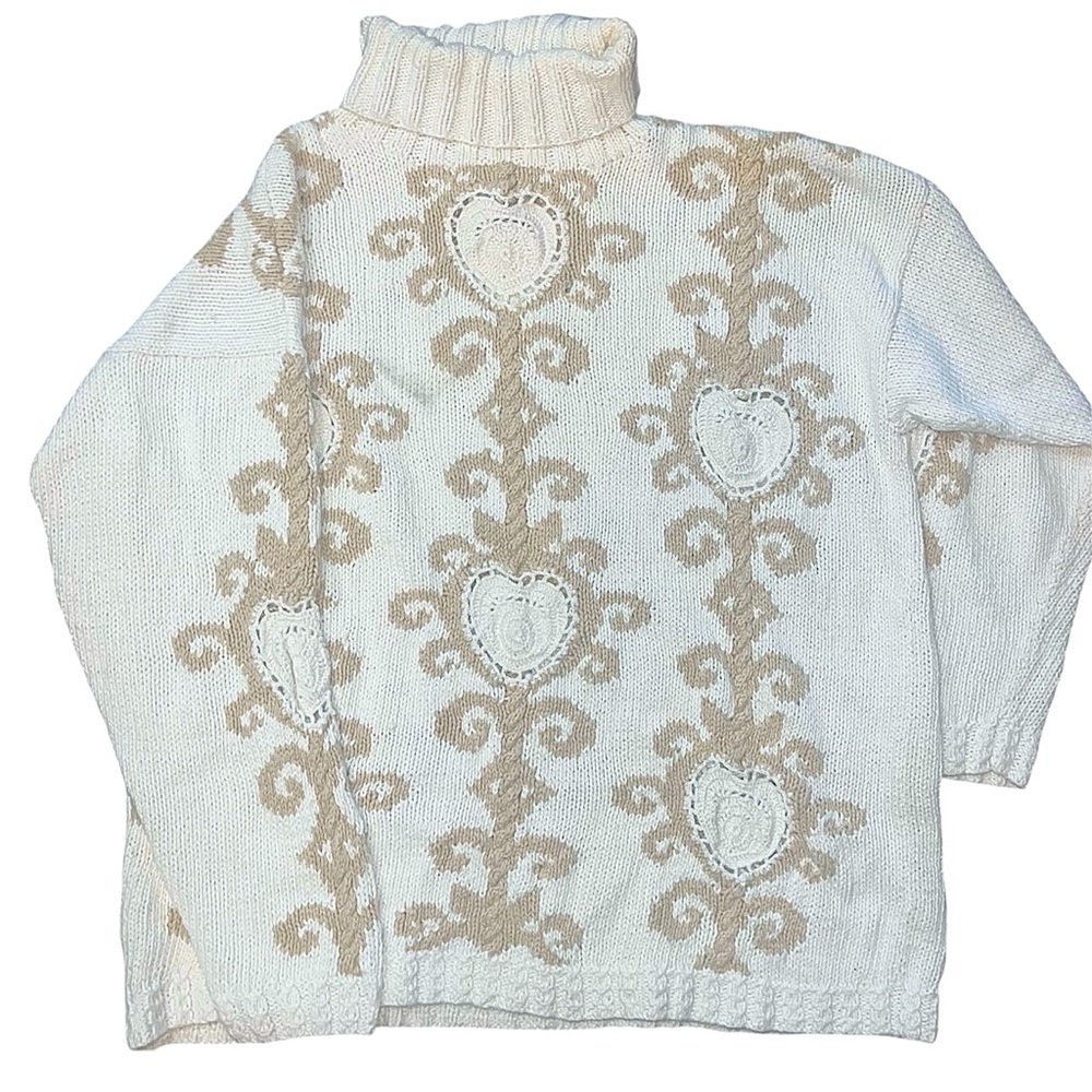 Express Thick knit Crochet Heart Turtleneck sweater Vintage